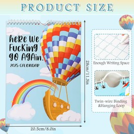 It Wall Calendar, Here We Funking Go Again Calendar 2025, Rude Calendar Funny Wall Calendar 2025 It Calendar for Home Office Desk Decoration