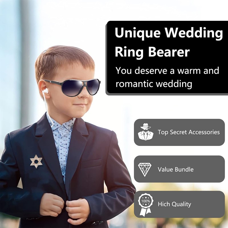 Btriger Wedding Ring Bearer Gifts Set, Ring Security Box with