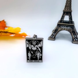 Tarot Card Necklace - Tarot Necklace for Men & Women - Tarot Card Jewelry - Stainless Steel Rider Waite Tarot Necklace - Zodiac Pendant Necklace - Hip Hop Jewelry - Bikers Necklace - Stainless Steel - Tarot Jewelry Gifts - Zodiac Birthday Gifts, Stainles