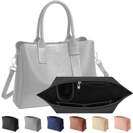 CWENDANER Bag Organiser Shopper, M/L Felt Organiser for Bags, Bag Organiser, Bag Organiser with Multiple Compartments, Gifts for Women (Black, M)