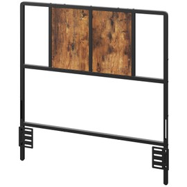 MAHANCRIS Twin Size Headboard Only, Metal Headboard with Adapters, Minimalist Industrial Style for Twin Size Beds, Rustic Brown and Black