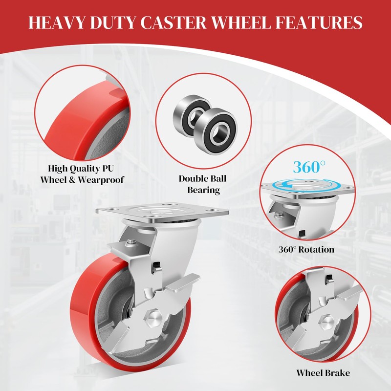 W B D WEIBIDA Heavy Duty Casters Set of 4,