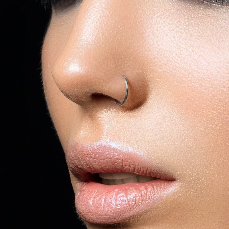 LUGASIS Clip On Fake Nose Ring Silver - Silver Nose