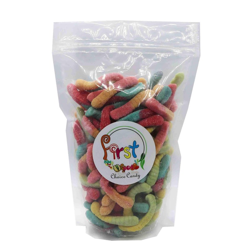 FirstChoiceCandy Gummy Crawlers Candy (Sour Bright Neon Worms, 2 Pound)
