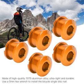 Accessories, Single Chainring Bolts Single Chainwheel Bolts and Nuts for Road Bike Folding Bike Fixed Gear Bike Track Bike for Mountain Bike(Gold)