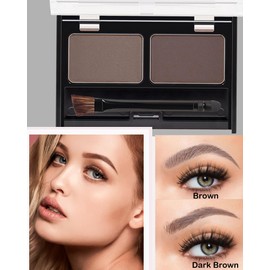 Eyebrow Powder Makeup Kit,2 Colors Waterproof Eye Brow Powder Tinting Palette Long-Lasting for Women,Brown Dark Brown Brow Fill&Sculpt Natural Eyebrow Contour for Sparse Brow with Brow Brush &Razor-03