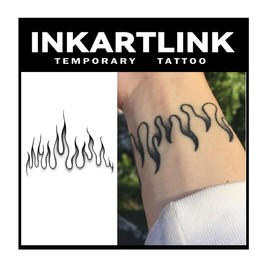 INKARTLINK Temporary Tattoos, 2 Sheets Medium Semi Permanent Tattoo, Adult Art Design Temporary Tattoos, Lasts 1-2 Weeks, Waterproof, Realistic Look, No Adhesive, No Reflection (Blaze)