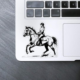 Medium 100mm 'Horseback Riding Woman' Transparent/Clear Sticker Decal for Windows/Cars/Walls (DC00129033)