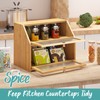 Vriccc Bread Box for Kitchen Counter, Large Bamboo Wood Double