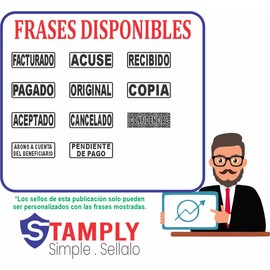 Sello Automático Empresarial, 1.4 x 3.8 cm, Frases Comerciales, Tinta Negra, Printer 20 STAMPLY (COPIA)
