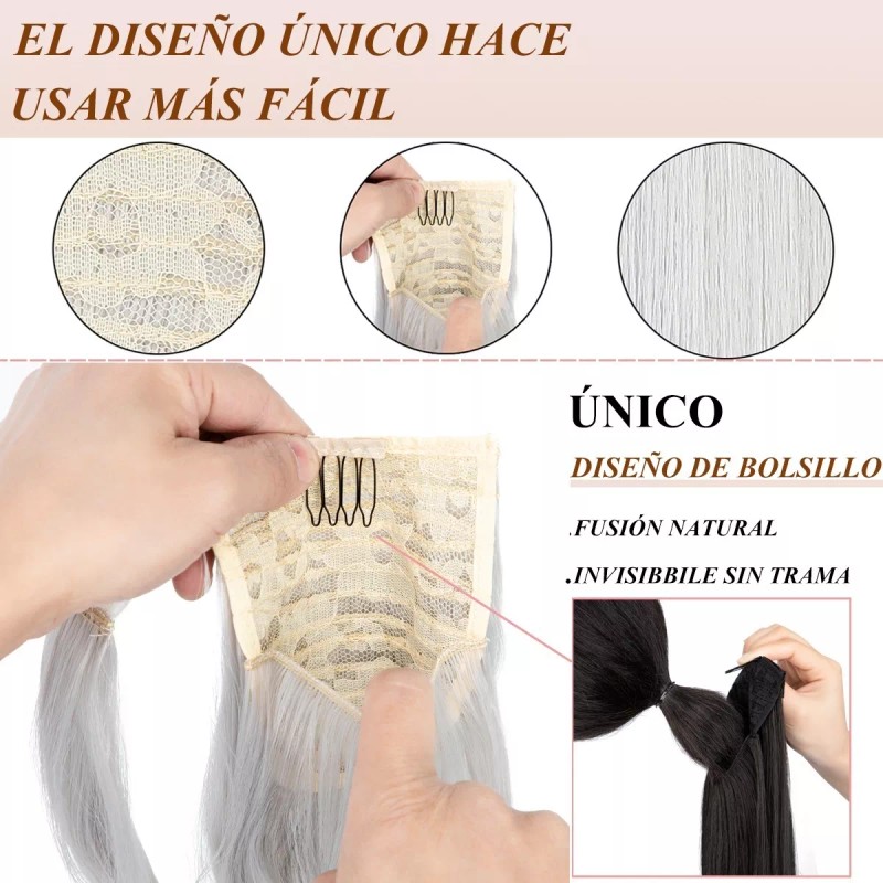 Xbwig Coleta Postiza Cabello Lacio Caballo Natural Extensiones