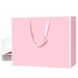 Xloey Large Pink Gift Bags,6Pcs 17"x5.5"x12.6" Paper Gift Bags with Ribbon Handles,Gift Wrap Bags for Bridesmaid,Women,Girls,Birthday,Valentines,Wedding Party