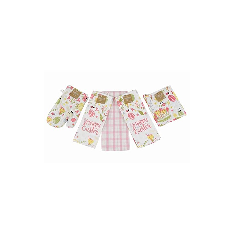 Easter Spring Kitchen Dish Towels Pot Holder Oven Mitt Set,