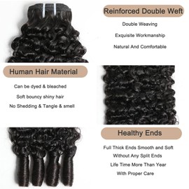 Burmese Curly Bundles Human Hair 100% Unprocessed Quick Weave Hair Water Wave 4A Deep Curly Hair with Spiral Curls Double Weft Natural Color (burmese curly bundles natural black, 12 12 12 12inch)