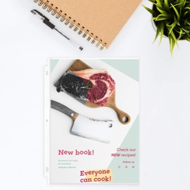 Heavy Duty Recipe Protectors, Holds Standard 8.5" x 11" Paper, 30 Pack, Reinforced Holes, Refill Sheets For 3 Ring Binders