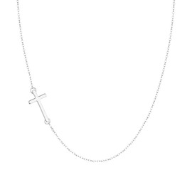 itianxi Silver Sideways Cross Necklaces for Women,Silver Plated Cute Dainty Sideways Cross Charm Pendant Necklace for Women,Religious Faith Simple Fashion Jewelry