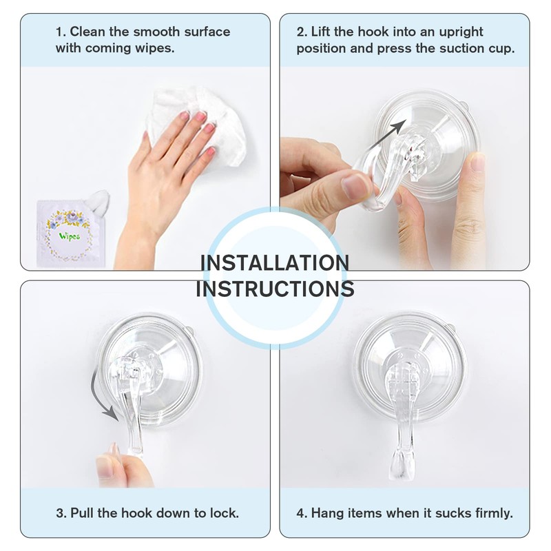 HMSEC Suction Cup Hooks, Heavy Duty Wreath Hanger Recyclable Suction