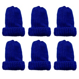 MIJOMA Set of 6 Knitted Egg Warmer Hats, Knitted Egg Warmer Hats for Breakfast Eggs, Mini Hat Craft Supplies, Birthday Gift Idea (Dark Blue)