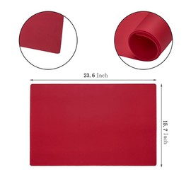 23.6'' by 15.7''Flexible Silicone Placemat Non Slip Waterproof Heat Resistant Dinner Table Red 1 PCS