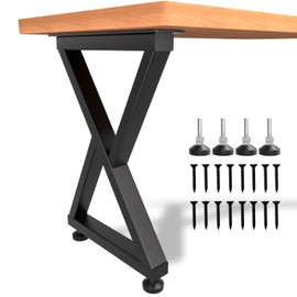 KOSEOO Table Legs Metal 28 inch, Heavy Duty Industrial Desk Legs, 1000lbs Load Capacity, Adjustable Feet, Modern DIY Furniture Legs for Dining, Outdoor, Computer Tables, Set of 2, Black (28"x17.7")
