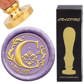 craspire Letter C Sealing Wax Stamp Retro Alphabet Initials Wax Seal Stamp Classic Vintage Style 26 Letters AZ 25mm Removable Brass Head Wooden Handle For Envelope Invitation