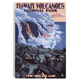 Lantern Press 6x9 Inch Metal Sign, The Big Island, Hawaii, Lava Flow Scene