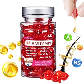 Hair Vitamin Serum Capsule, Haarvitamin Serum Kapsel mit Marokkanischem Macadamia Avocadoöl, Vitaminen, Stellt Trockenes, Krauses Haar Wieder Her, Spendet Feuchtigkeit, Repariert Geschädigtes - 40PCs
