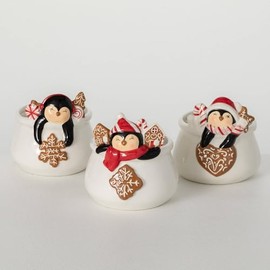 Sullivans Whimsical Penguin Containers, Set of 3, Christmas Decorations Candy Dish for Tables, Counters, Small Ceramic Christmas Containers Gifts
