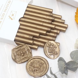 Antique Gold Wax Seal Sticks 20pcs, Andotopee Glue Gun Wax Seal Sticks for Wax Seal Stamp, Premium Sealing Wax for Envelope Letter Seal Wedding Invation Craft Adhesive, Great Gift Ideas (Mini Size)