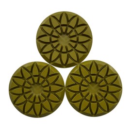 3" Resin Bond Diamond Polishing Pads, Dark Resin, Set of 3, 6mm Segment Height, Dry or Wet, #100 Grit