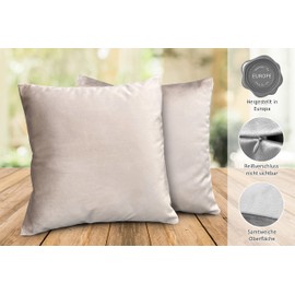 BEAUTEX Lea Velvet Cushion Covers, Set of 2, Premium Cushion Covers, Sofa and Decorative Cushions, Choice of Sizes and Colours (Taupe 50 x 50 cm)
