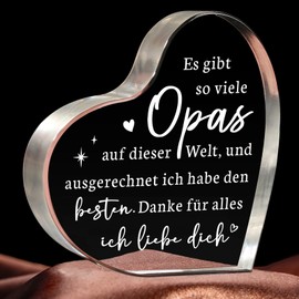 Joyvado Grandpa Gift Birthday, Heart Shaped Acrylic Home Decoration, Gifts for Grandpa Men from Grandson Granddaughter for Father's Day Christmas