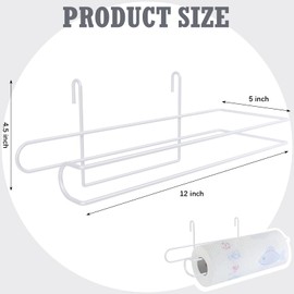 CroBlissful Paper Towel Holder for Wire Shelving 5'' D x 12'' W x 4.5'' H Hanging Paper Towel Holder Wire Shelf Accessories for Camp Dorm Laundry Room Stove Kitchen (White)