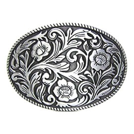 MASOP VOGU Antique Engraved Flower Solid Metal Belt Buckle Men Women Western Cowboy