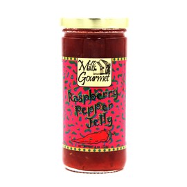 Mills Gourmet Raspberry Pepper Jelly - Bursting with Flavors of Mildly Spicy Jalapeno Peppers, Sweet Red Bell Peppers, and Delicious Raspberries - All Natural and Fresh Ingredients - 8 oz Jar (224 g)
