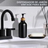 Juego de 5 accesorios de baño negros mate, dispensador de