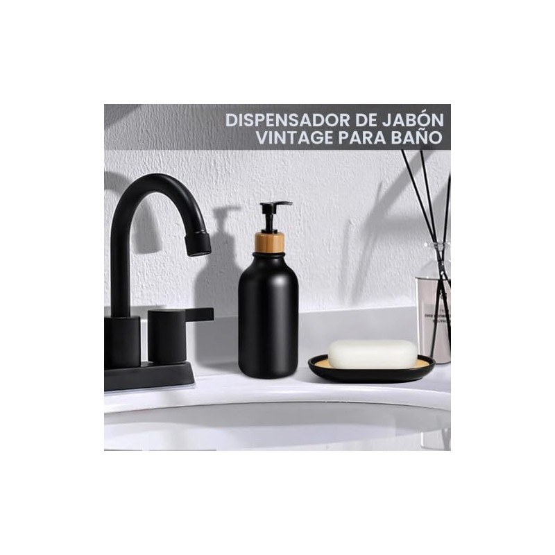 Juego de 5 accesorios de baño negros mate, dispensador de
