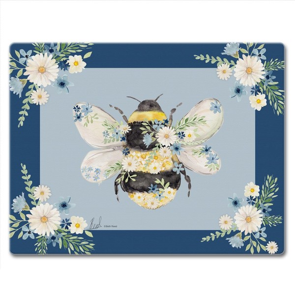 CounterArt Beautiful Bee 3mm Tempered Glass Cutting Board 10” x