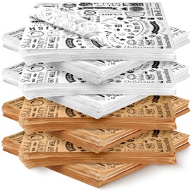 600 Pcs 12 x 12 Inch Deli Wax Paper Sheets Grease Resistant Tray Basket Liners Newsprint Paper Water and Grease Proof Sandwich Wrapping Square Hot Dog Wrappers for Food Baking (Brown,White)
