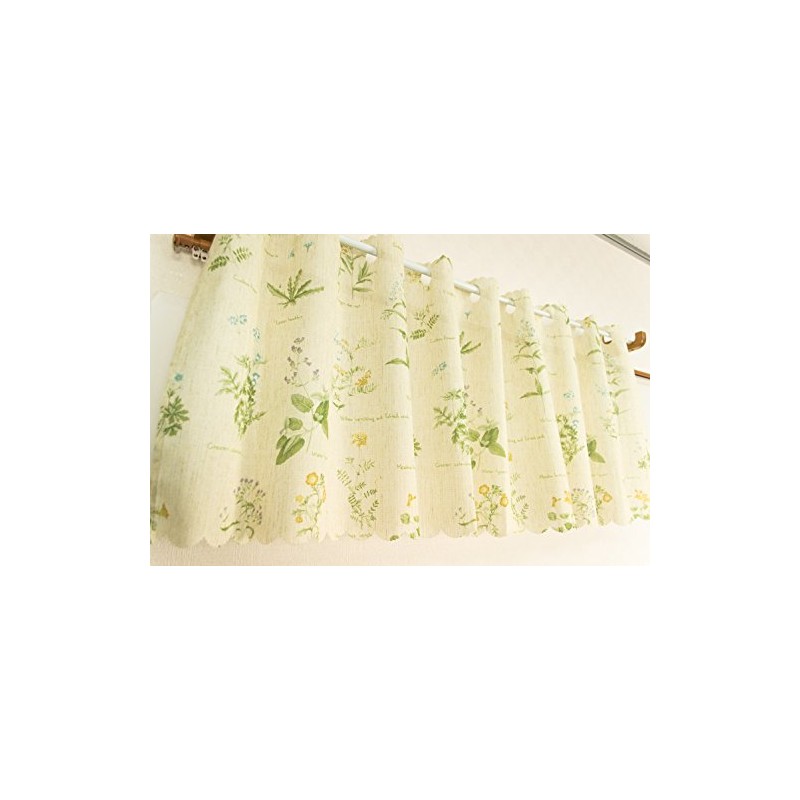 Arie Cafe Curtain Linen Herb, 55.1 x 17.7 inches (140