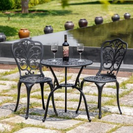 Withniture 3 Piece Bistro Set Cast Aluminum Bistro Set,Bistro Table and Chairs for Garden