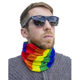 International Tie Face Mask Bandana – Gay Pride Rainbow Colors Soft & Breathable Material Multi-Functional Neck Gaiter, Balaclava, Sunmask or Headband