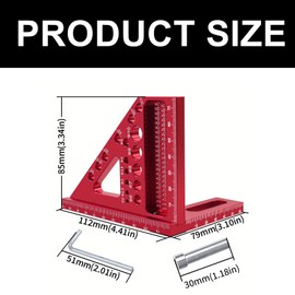 Lsydgn 3D Carpenter's Square, Protractor 22.5°-90° Angle Marking, Mitre Angle Triangle Ruler, Try Square, Metric Aluminium Alloy Precision Layout Measuring Tool for Carpenters, Engineers