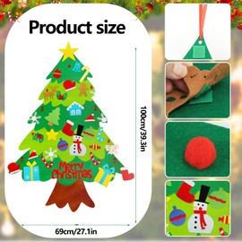 BFYGDP Felt Christmas Tree Children 100 cm Felt Christmas Tree Children DIY Christmas Tree Crafts Christmas with 41 Removable Christmas Ornaments Hanging Decor for Door Wall Home