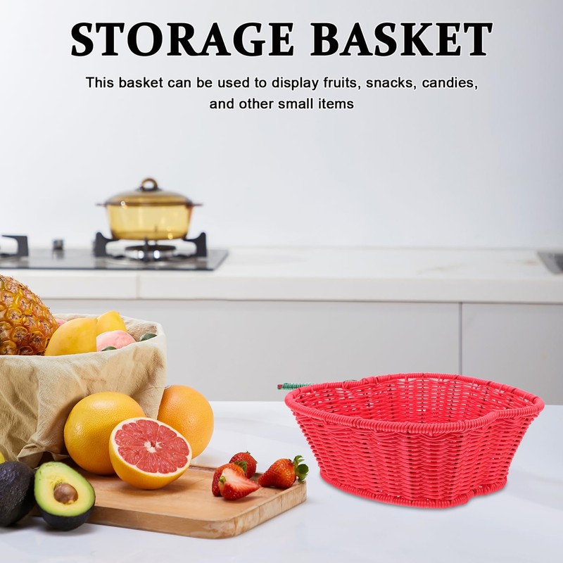 Alipis Apple Basket, 11 Inch Hand-Woven Plastic Apple Shape Fruit