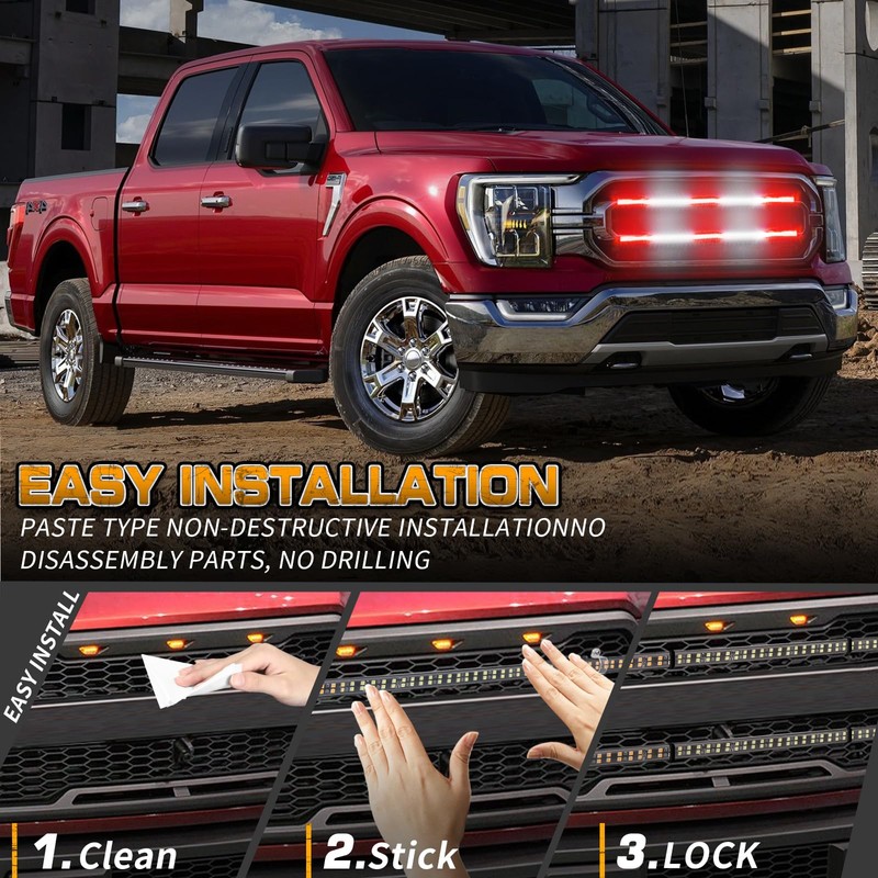 XRIDONSEN 2 Pack 30 inch Grill Emergency Lights Red White