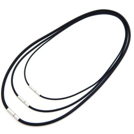 Aleasha 1.5 mm 2 mm 3 mm Rubber Necklace Set Leather Cord Necklace Men Women Genuine Leather Chain Black Length 45 50 55 cm Available Pendant Accessories Jewellery Gifts, Leather, No Gemstone