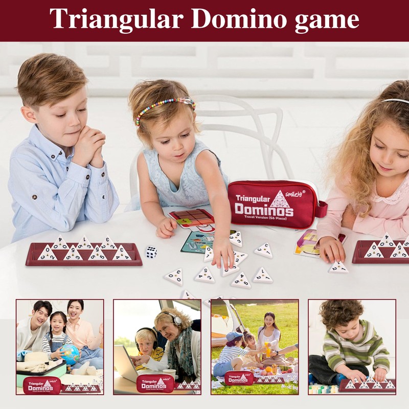 Smilejoy Triangle Domino,Triangular Domino Tiles with Brass Spinners Tabletop Game