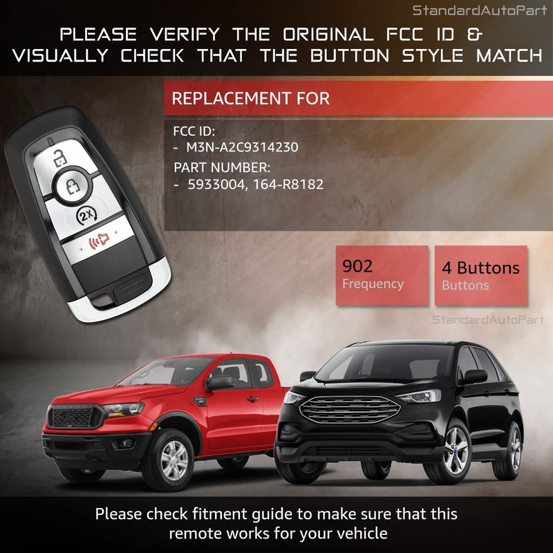 StandardAutoPart Proximity Smart Key Compatible with Ford Edge Ranger M3N-A2C931426