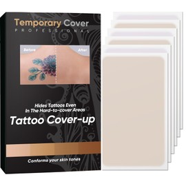 Tattoo Cover Up Patches – Waterproof & Breathable Tattoo Tape for Hiding Tattoos, Scars & Birthmarks, Ultra-Thin, Natural-Looking, 6 Pcs